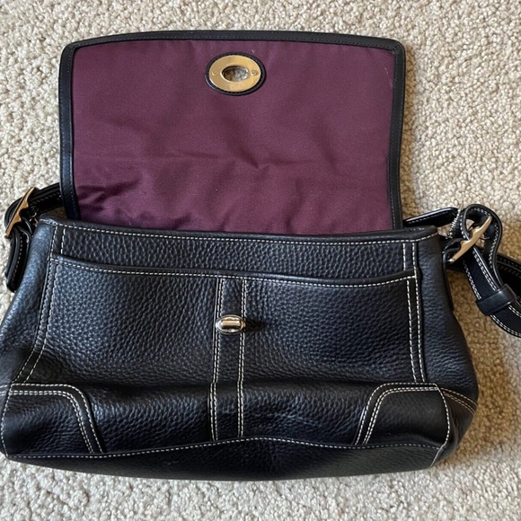 Coach Hamilton Black Pebbled Leather Crossbody Shoulder Bag Flap Turnlock F13957 - Picture 9 of 12